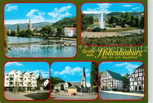 Hohenlimburg Stauwehr Park Fontäne Marktplatz Kirche