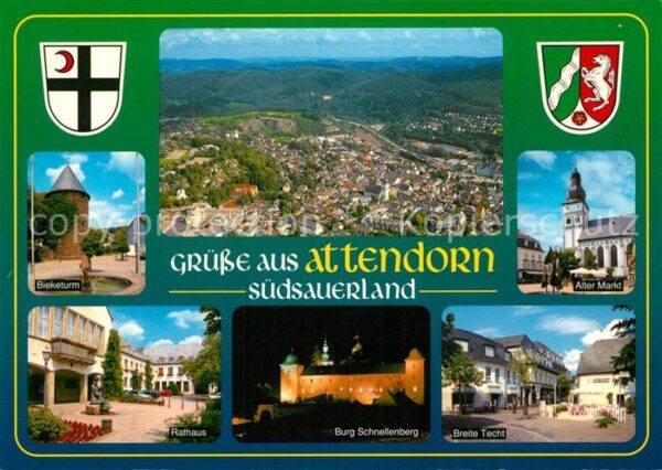 Attendorn Bieketurm Panorama Rathaus Burg Schnell