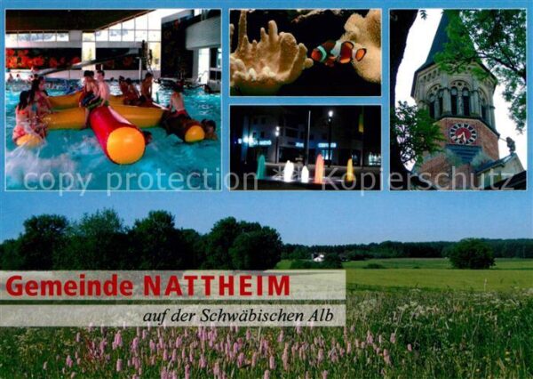 Nattenheim Hallenbad Springbrunnen Kirche Panorama