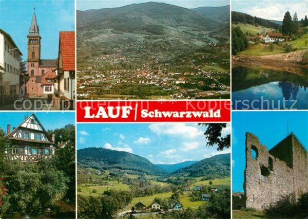 Lauf Baden Kirche Panorama Fachwerkhaus Ruine
