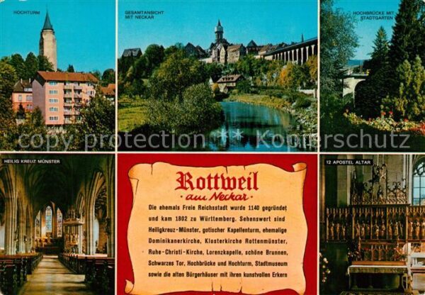 Rottweil Neckar Hochturm Neckarpartie Hochbrücke mit St
