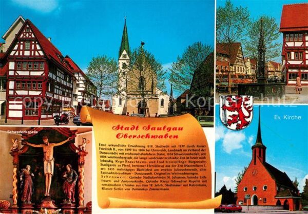 Saulgau Fachwerkhaus Ev Kirche Brunnen Schweden