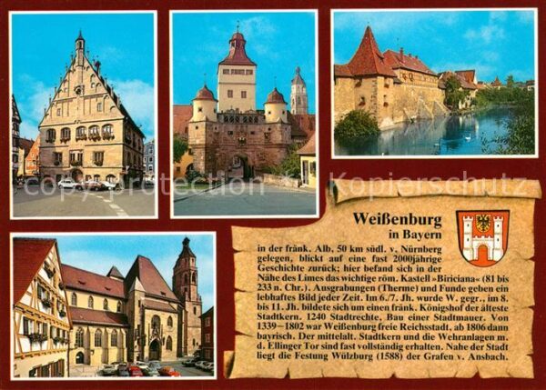 Weissenburg Bayern Rathaus Ellinger Tor Seeweiher mit Stad