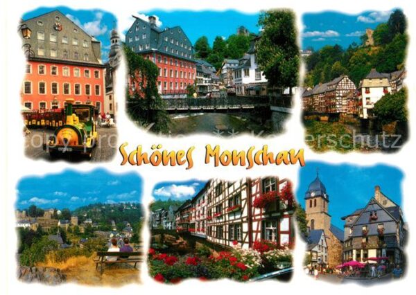 Monschau Parkeisenbahn Fachwerkhäuser Rathaus Pa
