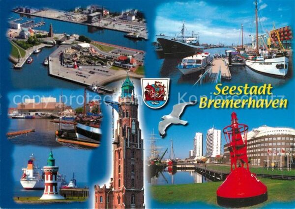 Bremerhaven Fliegeraufnahme Leuchtturm Hafen