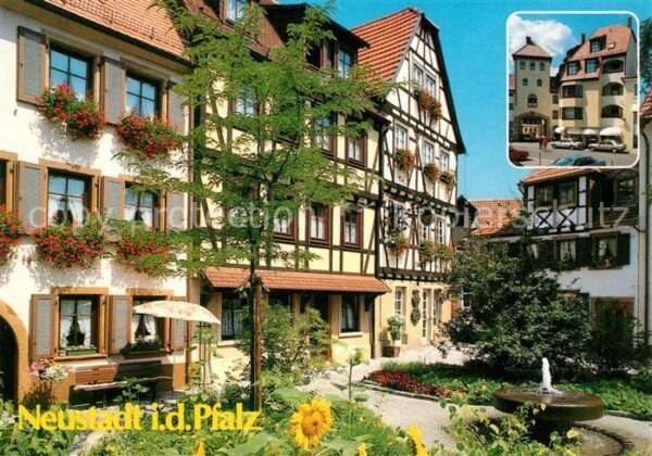 Neustadt Weinstrasse Stadttor Brunnen Fachwerkhäuser