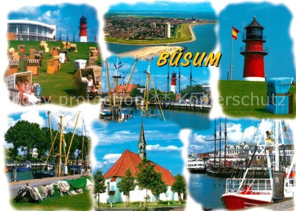 Buesum Nordseebad Leuchtturm Strand Kirche Hafen