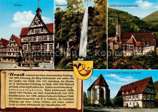 Urach Schwarzwald Rathaur Schloss Amanduskirche Wasserfal
