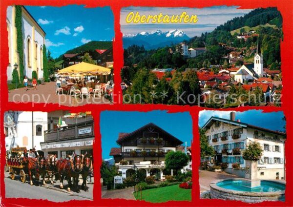Oberstaufen Panorama Pferdekutsche Brunnen Stadtans