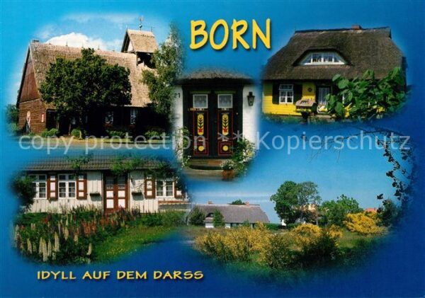 Born Darss Kirche Reetdachhäuser
