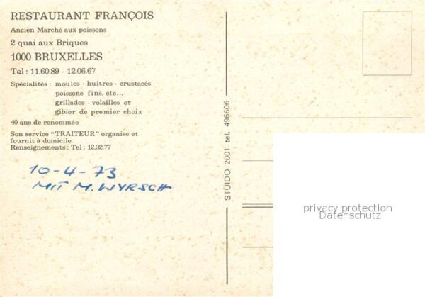 Bruxelles Bruessel Restaurant Francois Huitres Hummer – Bild 2