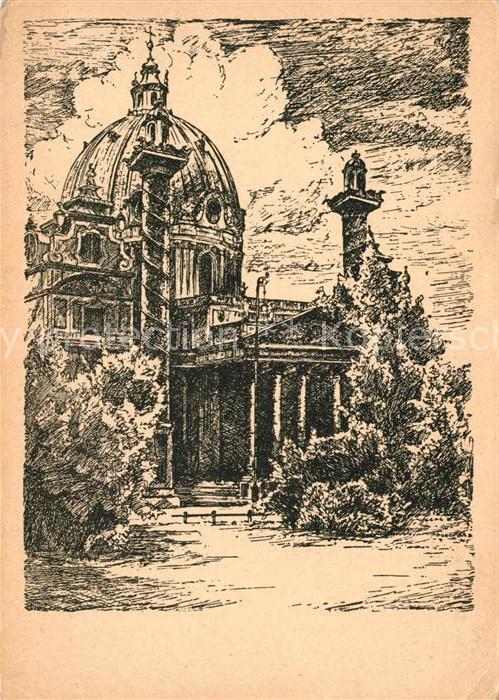 Wien Karlskirche Zeichnung Herbert Borchard