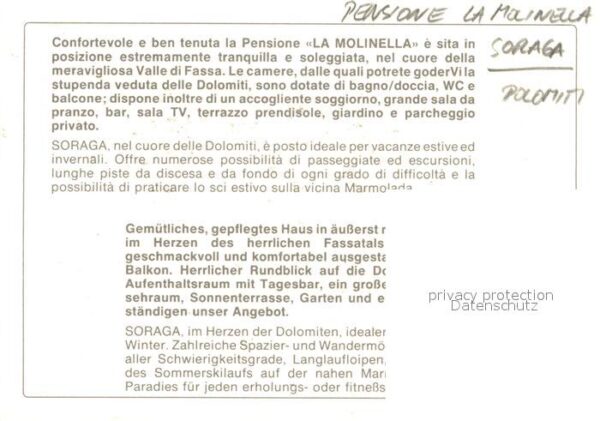 Soraga Trentino Dolomiten Pensione La Molinella – Bild 2