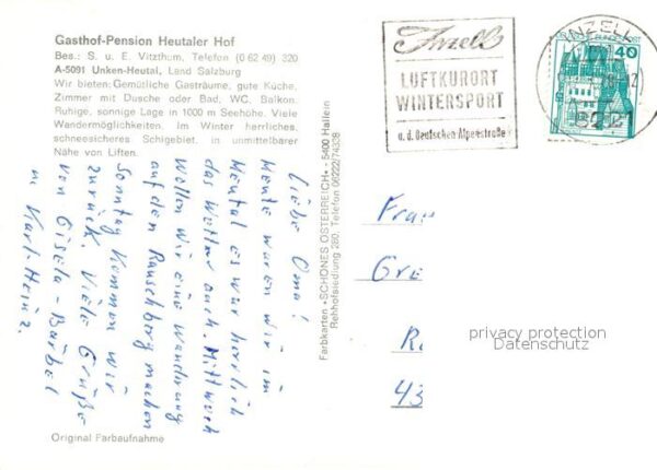 Heutal Unken Gasthof Pension Heutaler Hof Kapelle Wa – Bild 2