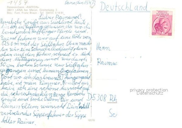 Lana Meran Pension Garni Raffein Swimming Pool Gas – Bild 2
