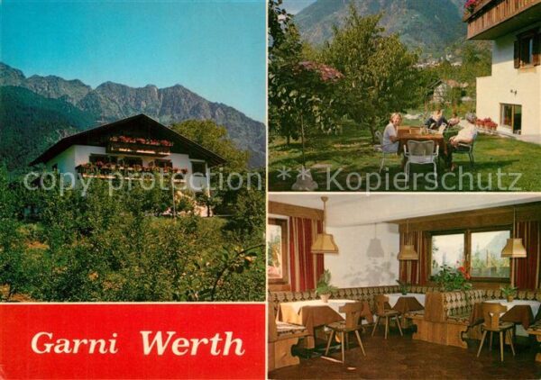 Partschins Parcines Garni Hotel Werth Garten Gastraum