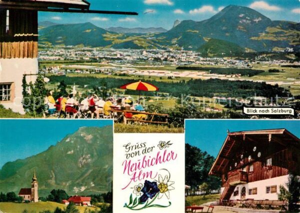 Piding Neubichler Alm Blick nach Salzburg Kirc