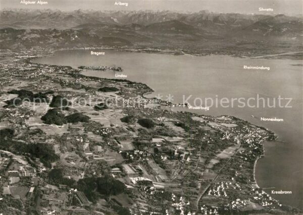 Bodensee Region Fliegeraufnahme mit Bregenz Lindau Wass