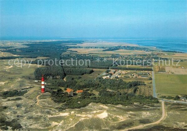 Insel Amrum Fliegeraufnahme mit Leuchtturm Süddorf