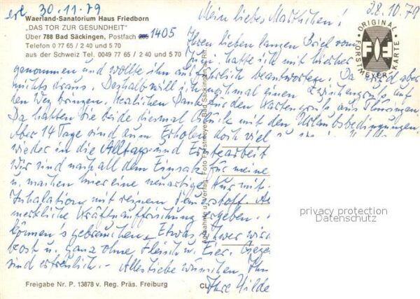 Bad Saeckingen Waerland Sanatorium Haus Friedborn Flie – Bild 2