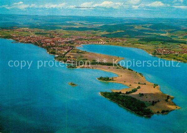 Radolfzell Bodensee Fliegeraufnahme mit Halbinsel Mettnau
