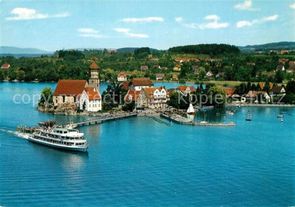 Wasserburg Bodensee Fliegeraufnahme mit Bodenseefähre