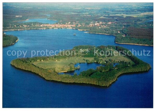 Lindow Mark Fliegeraufnahme mit Insel Werder im Gud