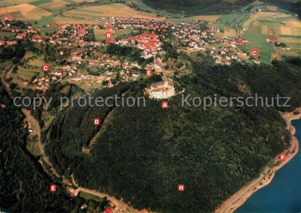 Waldeck Edersee Fliegeraufnahme mit Schloss Waldeck