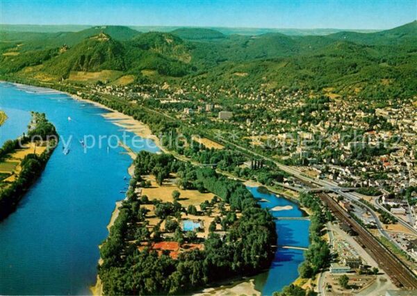 Bad Honnef Fliegeraufnahme mit Drachenfels und Sie