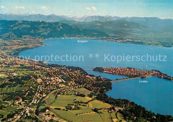 Lindau Bodensee Fliegeraufnahme mit Bregenz und Bregenz