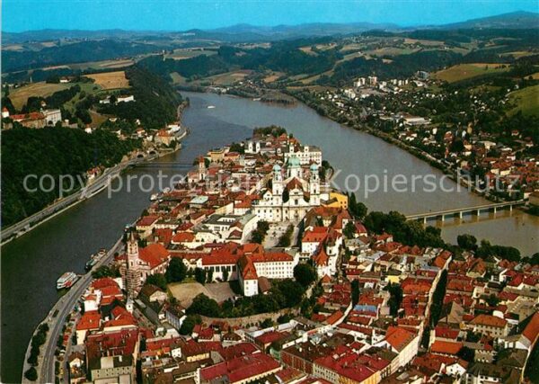 Passau Drei Flüsse Stadt Fliegeraufnahme