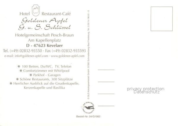 Kevelaer Hotel Restaurant Cafe Zum Goldenen Apfe – Bild 2