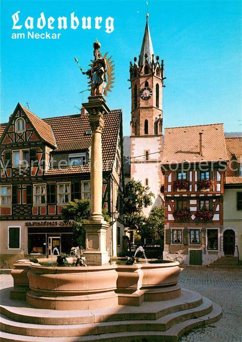 Ladenburg Marktplatz Madonnenbrunnen Altstadt Fac