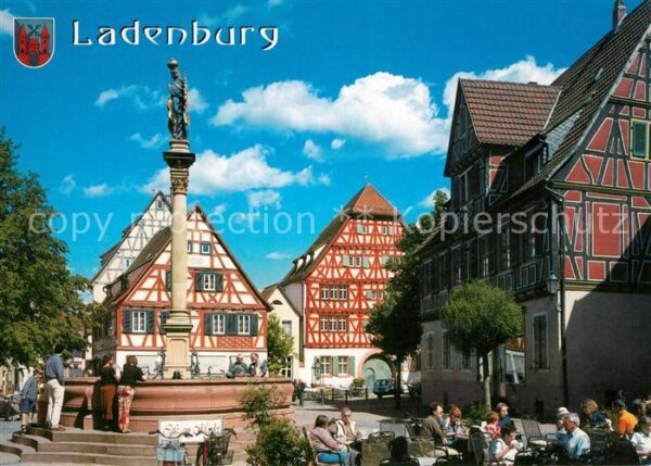 Ladenburg Brunnen Marktplatz Altstadt Fachwerkhäu