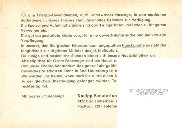Bad Lauterberg Kneipp Sanatorium St Bennostift Speiser – Bild 2