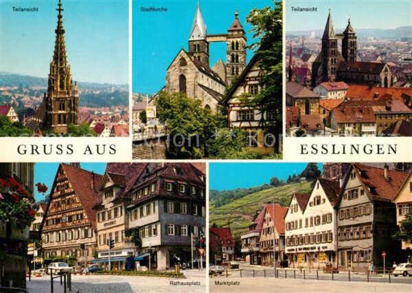 Esslingen Neckar Teilansicht Kirche Rathausplatz Marktpl