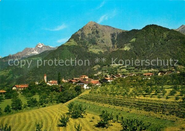 Dorf Tirol Panorama Blick gegen Tschigat