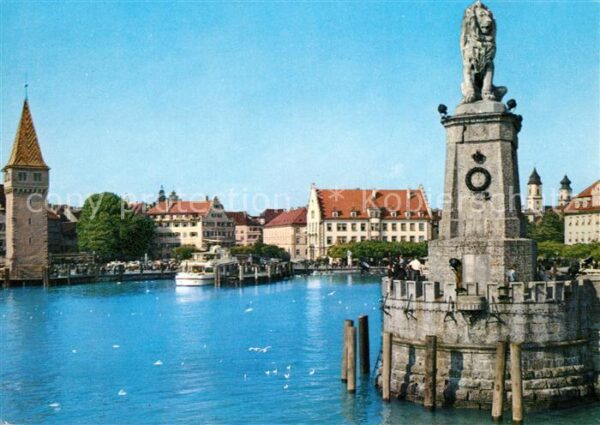 Lindau Bodensee Der Löwe mit Hafen