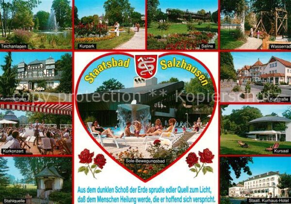 Bad Salzhausen Kurpark Teich Saline Wasserrad Kurhaus