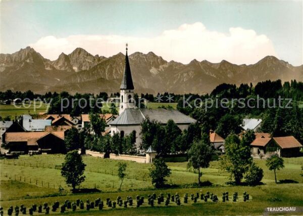 Trauchgau Ortsmotiv mit Kirche Tiroler und Allgäu