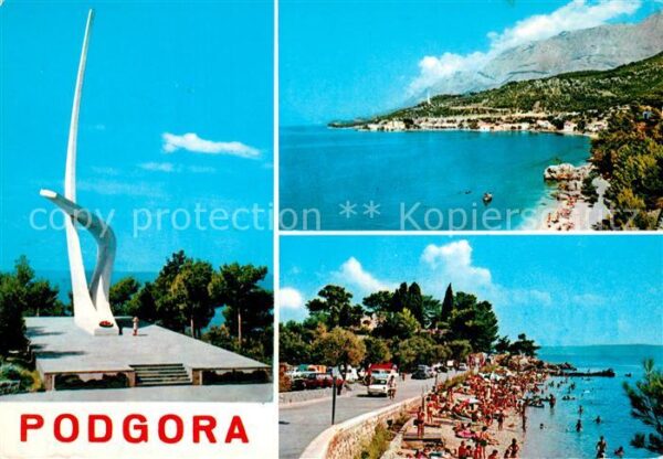 Podgora Panorama Küste Strand Denkmal Galebova