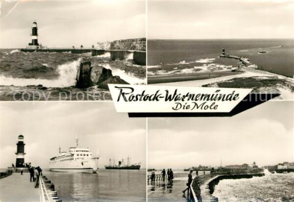 Warnemuende Ostseebad Brandung Mole Leuchtturm Hafeneinfahrt