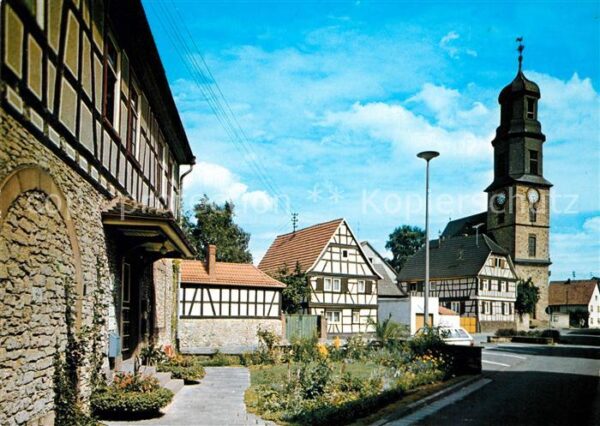 Rodenbach Hanau Partie am alten Rathaus Kirche Fachwerk