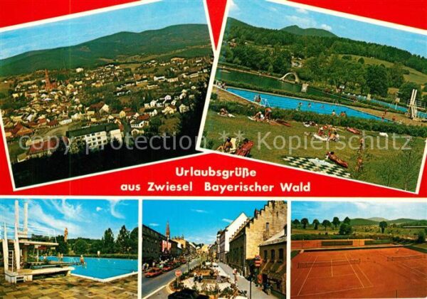 Zwiesel Niederbayern Panorama Freibad Tennisanlage Innenstad