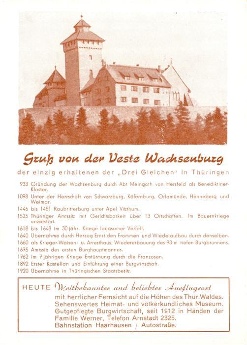 Wachsenburg Veste Chronik