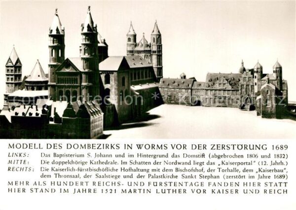Worms Rhein Modell Dombezirk vor der  Zerstörung 16
