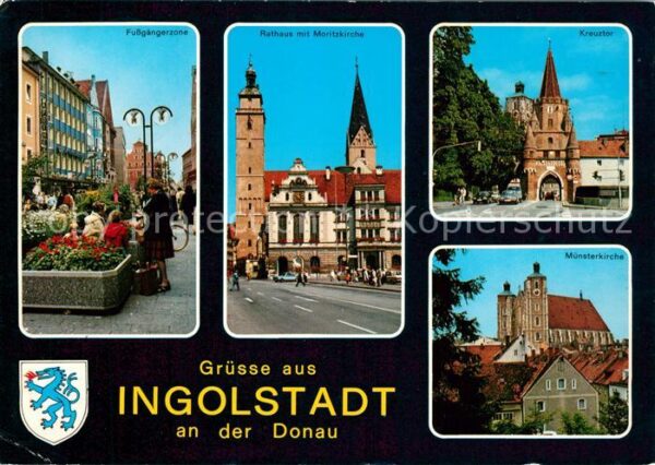 Ingolstadt Donau Fußgängerzone Rathaus Moritzkirche Kreu