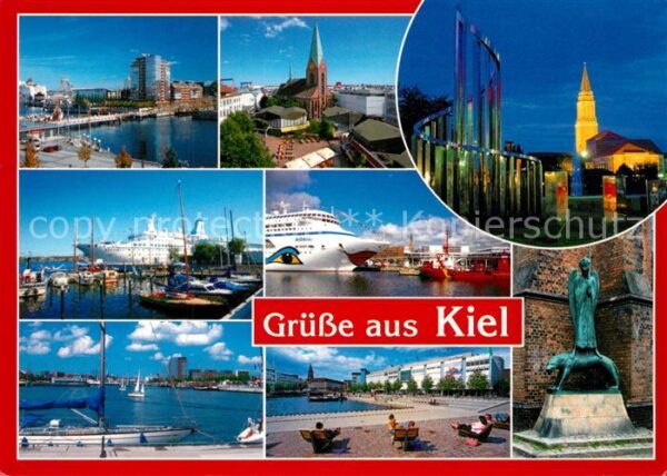 Kiel Kirche Nachtaufnahme Hafen Statue Uferp