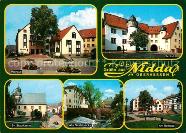 Nidda Rathaus Schloss Stadtkirche Alte Niddab