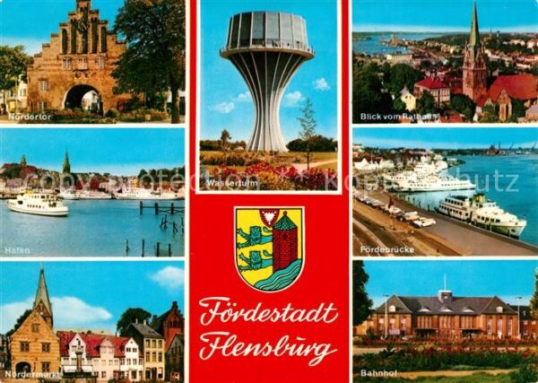 Flensburg Nordertor Wasserturm Hafen Förderbrücke